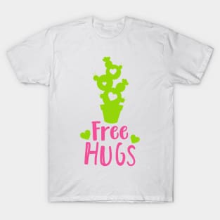 Free Hugs, Cactus, Cacti, Succulent, Plant, Hearts T-Shirt